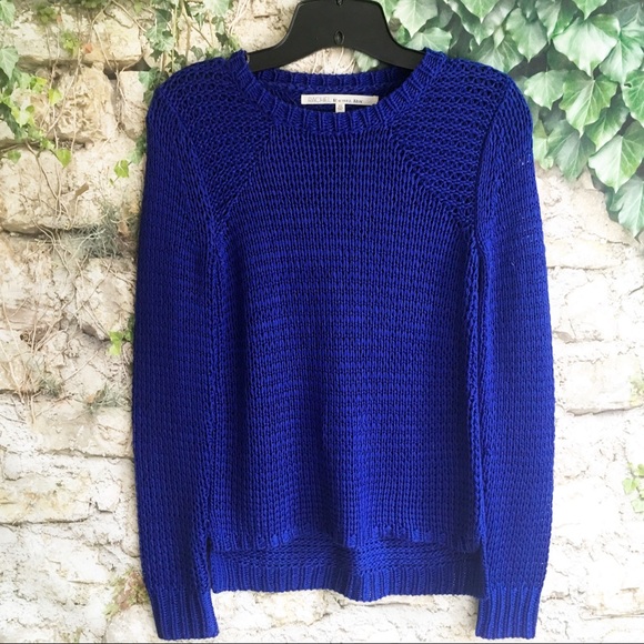 RACHEL Rachel Roy Sweaters - RACHEL ROY Royal Blue Open Knit LS Sweater,Size M